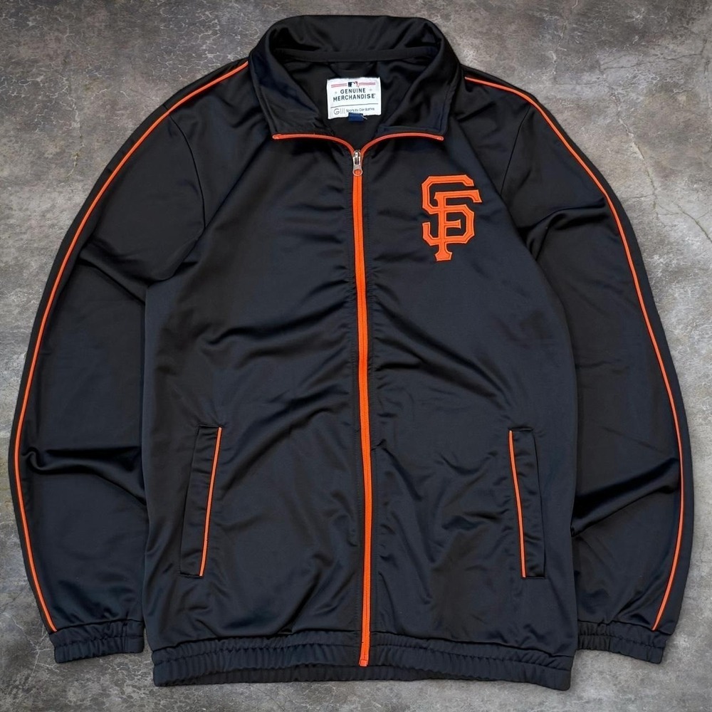 Vintage San Francisco Giant Full Zip Black Track Jacket Adult Medium MLB Y2K SF